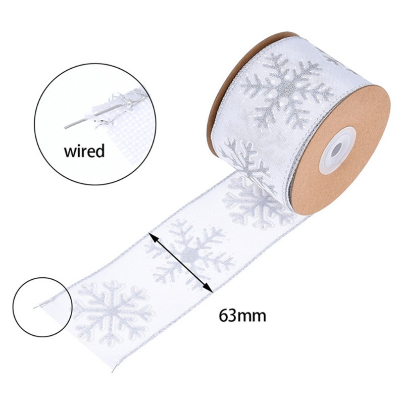 Cuộn Dây Ruy Băng Đỏ In Họa Tiết Hoa Tuyết Trang Trí Giáng Sinh DIY