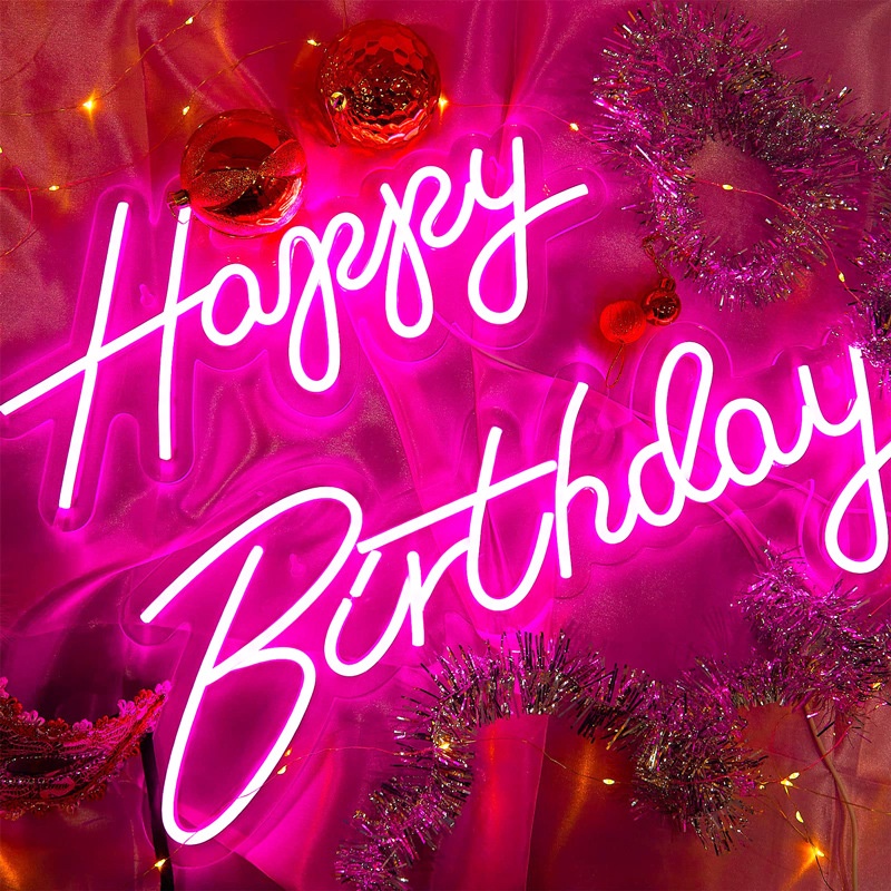 Đèn Led Neon Led Trang trí tiệc sinh nhật chữ Happy Birthday ánh sáng led neon được ưa chuộng Trang trí nhà cửa