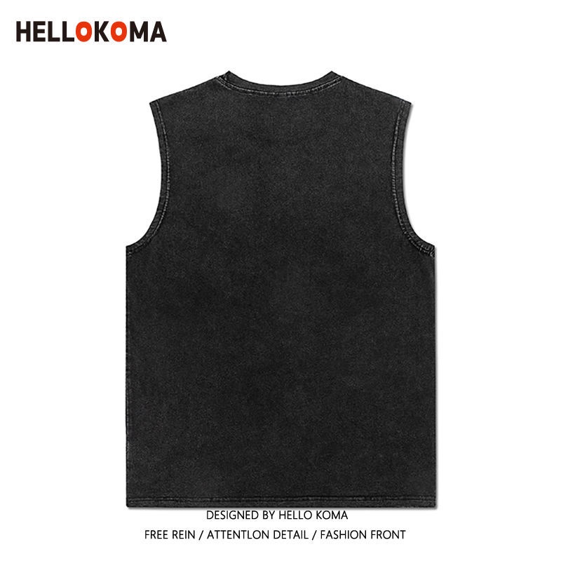 Áo Thun Cotton Trơn Không Tay In Hình Hello Kitty Phong Cách Hip Hop Mỹ Cho Nữ