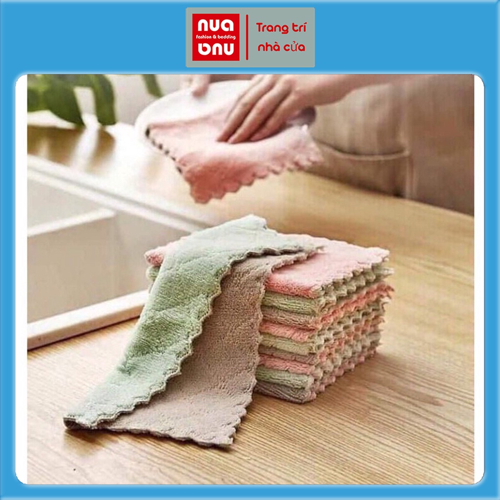 [ COMBO 10 ] Khăn lau đa năng Nua fashion &amp; bedding lau bếp bát đĩa cốc chén hai mặt thấm nước chống dính dầu mỡ
