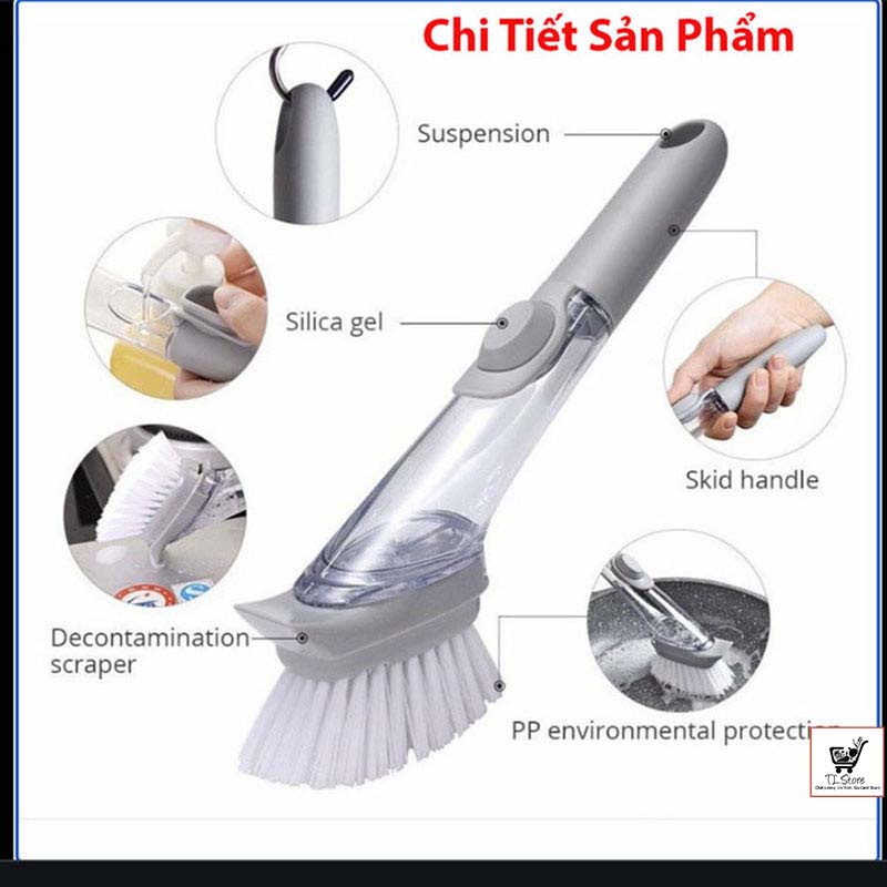 Cọ rửa chén thần kỳ kitchen tools clean up + 1 Đầu Mút Mềm (CHỔI CỌ RỬA CHÉN)