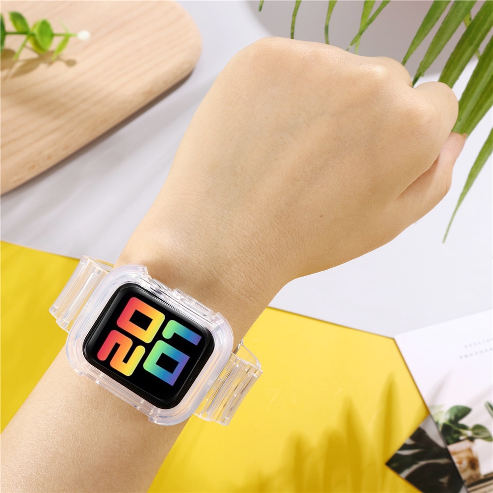 Dây Silicone Trong Suốt Cho Đồng Hồ Thông Minh Apple Watch Series Se 6 5 4 3 2 1 Kích Thước 40mm 44mm 38mm 42mm