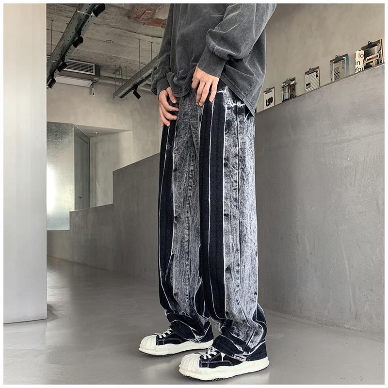 Quần Jean Nhuộm Màu Dáng Suông Rộng Phong Cách Thời Trang Retro Mỹ