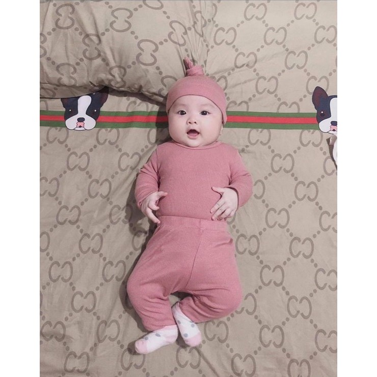 Bộ Thu Đông Cho Bé  Cao Cấp  Bộ Len Tăm Dài Tay Minky Mom Kèm Nón Củ Tỏi Siêu Ấm Cho Bé Trai Bé Gái