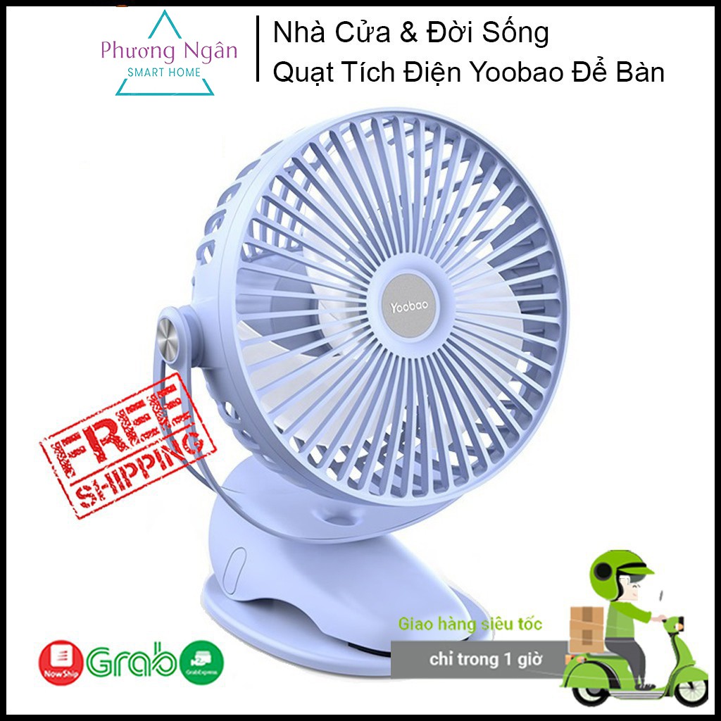 [ Pin Chạy 2 Ngày Liên Tục ] Quạt Tích Điện, Quạt Tích Điện Yoobao 6400mah, Quạt Yoobao Tích Điện Để