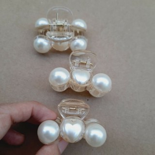 Kẹp tóc đính hạt trái tim kẹp nửa tóc (màu trắng)