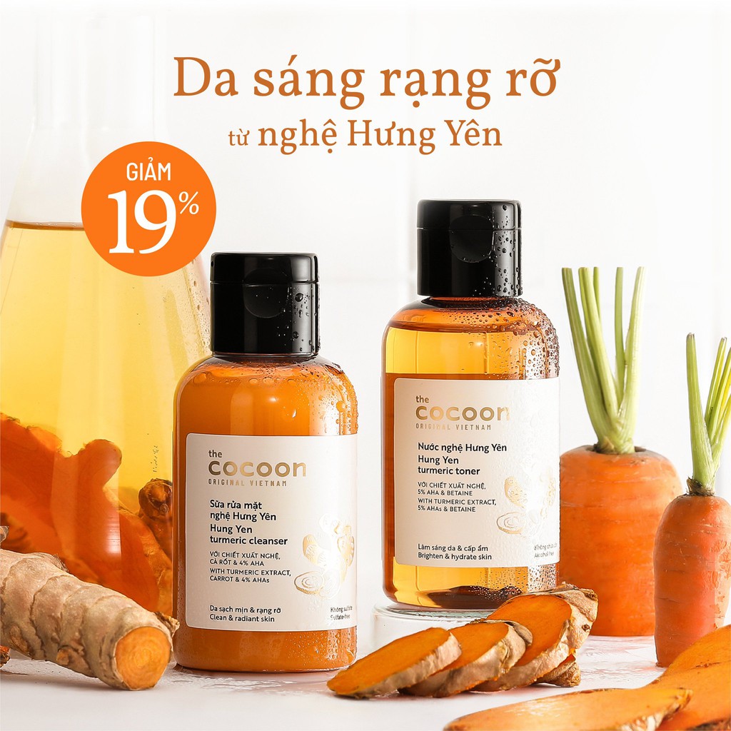 Toner Nước nghệ Hưng Yên cocoon 140ml sáng mịn da mờ thâm