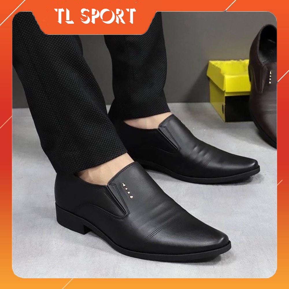 Giày tây nam da mềm, tăng chiều cao ẩn 6-7cm, đế đã khâu chất liệu cao su nguyên tấm chống trơn cao cấp TLS420