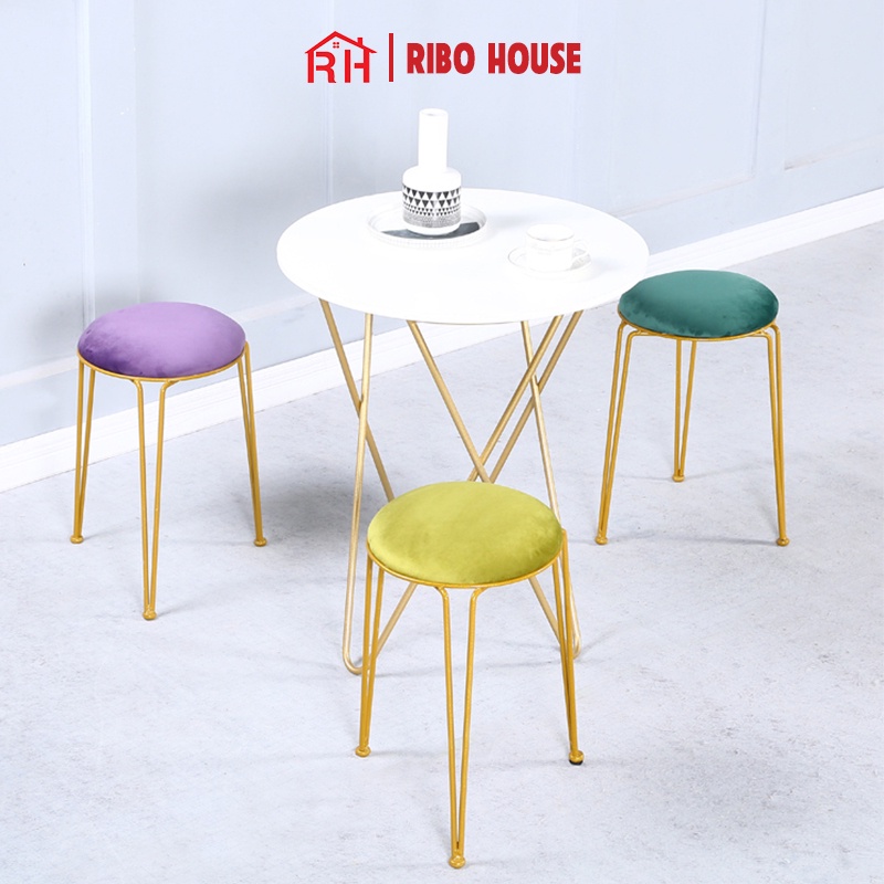 Ghế bàn trang điểm RIBO HOUSE thiết kế 3 chân tinh tế, ghế sofa trang trí phòng ngủ decor quán cà phê RIBO179