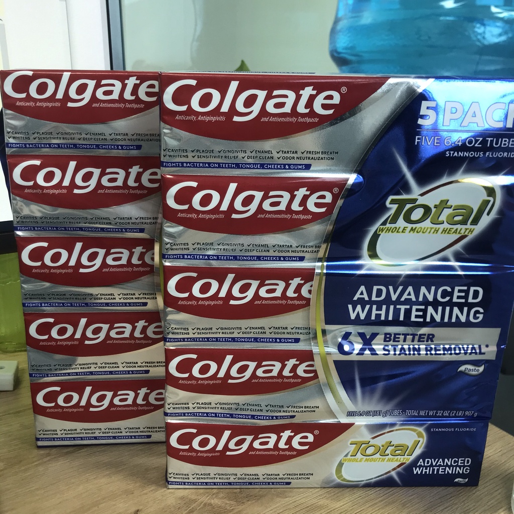 Kem đánh răng làm trắng răng COLGATE Mỹ Total Advanced Whitening - kem đánh răng COLGATE 181g - lẻ 1 tuýp