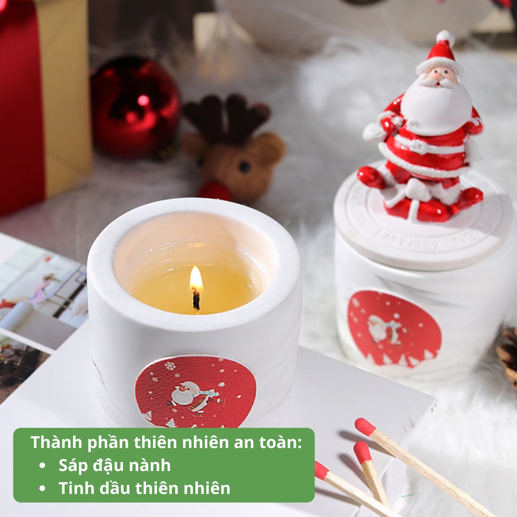 Nến Thơm Phòng Noel Candle Cup Sáp Thơm Tinh Dầu Thiên Nhiên Không Khói Christmas NEN20