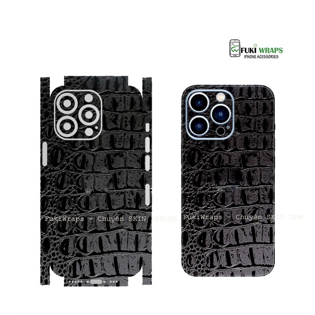 Tấm dán Skin FULL viền Họa tiết da cá sấu Dành cho 14prm, 13prm , 12prm , 11prm , xsm , 11pro , 12pro , 13pro - FukiShop