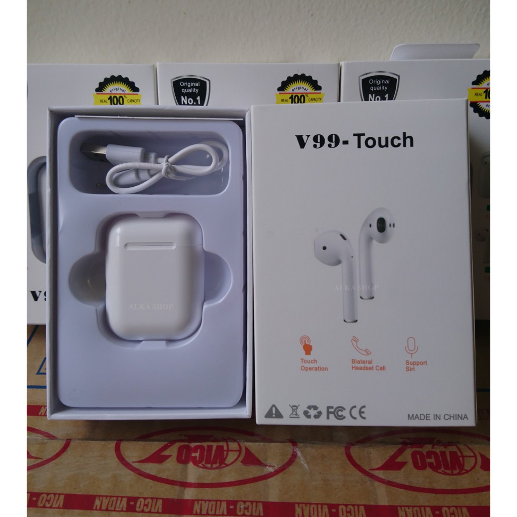 [ Xả kho] Tai nghe Airpods V99 - Touch, tai nghe Bluetooth 5.0, cảm biến vân tay, nghe hay hơn i7 - i7s - i9 - i12