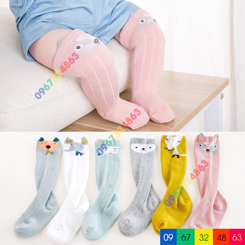 [Mã FADI5K245 giảm 5K đơn 0đ] Set 3 Đôi Tất Đùi Cotton Giữ Ấm Đầu Gối Hình Thú Cho Bé từ 0 đến 3 tuổi siêu yêu