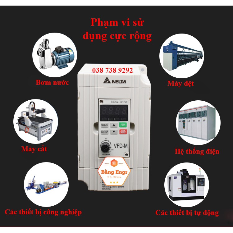 Biến tần Delta VFD-M 1.5kw vào 1 pha 220v ra 3 pha 220v (Inverter)