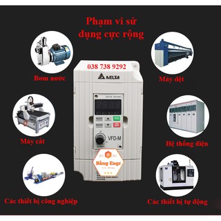 Biến tần delta vfd-m 1.5kw vào 1 pha 220v ra 3 pha 220v