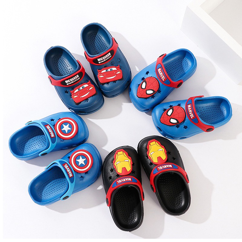 Bobora Giày Crocs Đi Biển Chống Trượt In Hình Siêu Anh Hùng Marvel Cho Bé