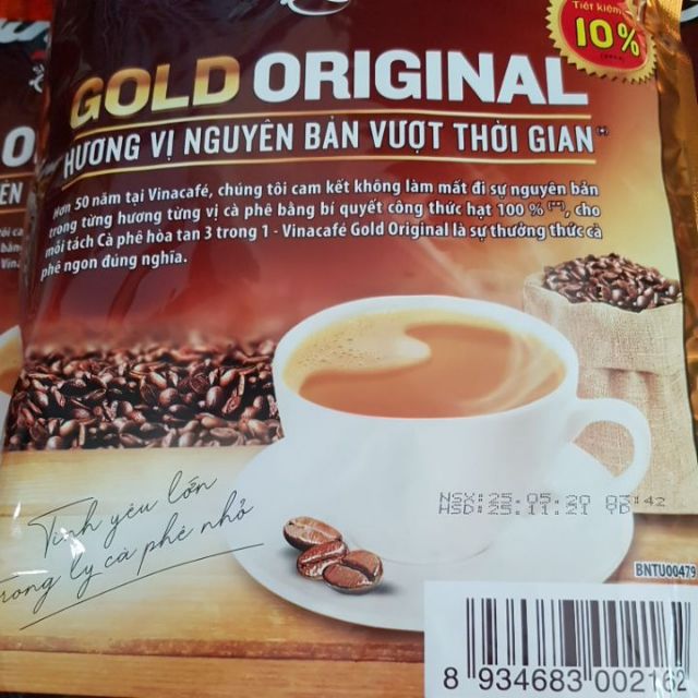 Cà phê sữa VinaCafe Gold 3 trong 1 túi 800g (40 gói× 20g)