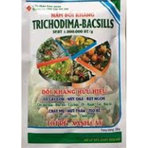Chế phẩm Trichoderma - Baciluus.sp Phân giải xenlulo dùng tưới cây phòng trừ nấm bệnh hại rễ, thối gốc 100gr