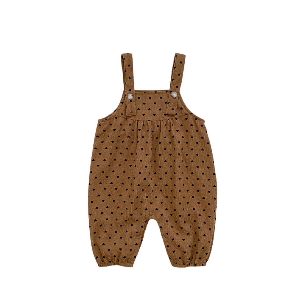 Bộ Áo Liền Quần Không Tay Họa Tiết Trái Tim Phong Cách Hàn Quốc Dành Cho Bé 1 Tuổi