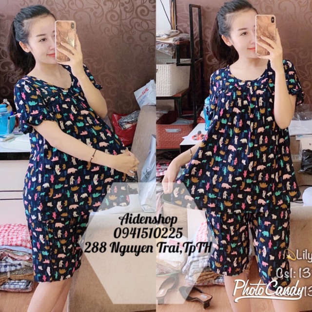 Bộ đồ bầu mặc nhà LANH CHẤT MÁT40-65kg