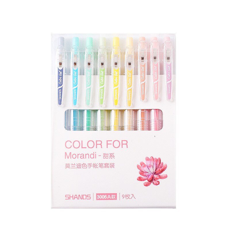 Set 9 Bút Bi Màu Dễ Thương Có Thể Thu Gọn Tiện Dụng