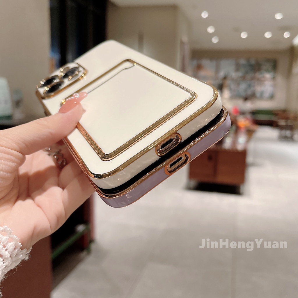 Ốp Điện Thoại Dẻo Tráng Gương Sang Trọng Kèm Ngăn Đựng Thẻ Cho IPhone 13 12 11 Pro max x xs max