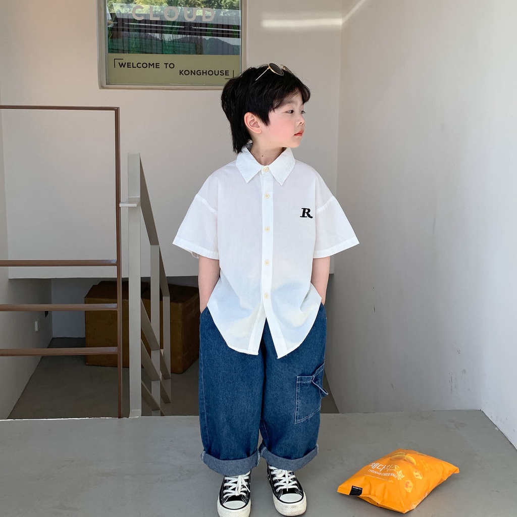 Áo Sơ Mi Mỏng Tay Ngắn Phong Cách Phương Tây Thời Trang Mùa Hè Mới Dành Cho Bé Trai 2022