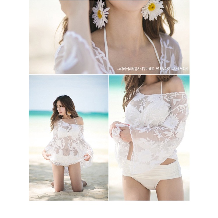 Mới Áo Khoác Ngoài Bikini Tay Dài Phối Ren Gợi Cảm Cho Nữ | BigBuy360 - bigbuy360.vn
