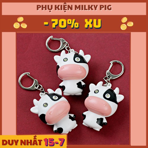 Móc Khóa Gọi Người Yêu - Móc Khóa Bò Sữa Cặp Đôi Phát Ra Tiếng Tích Hợp Đèn LED