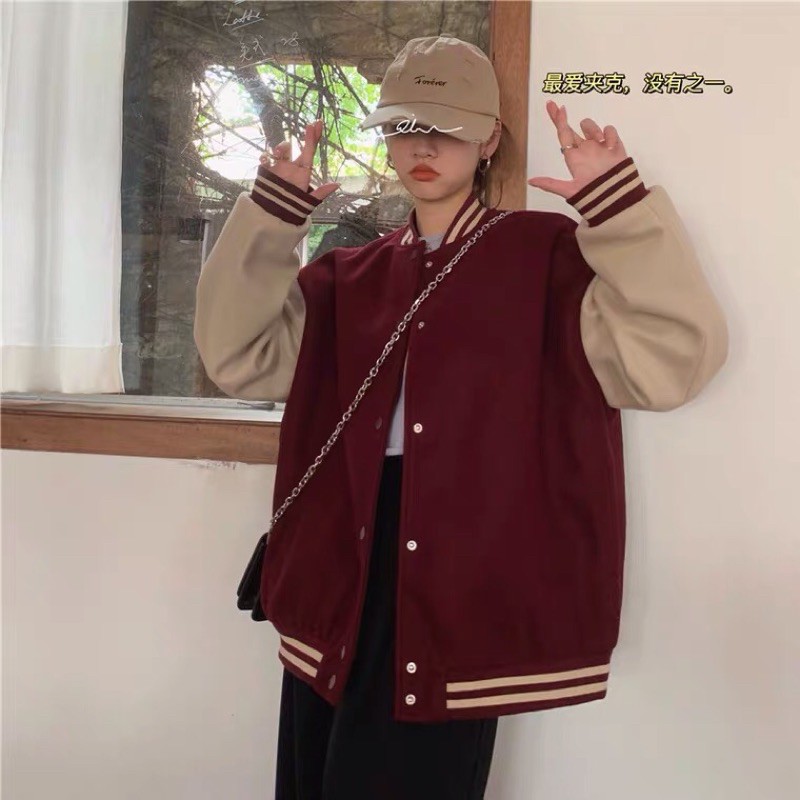 (SẴN) Áo khoác bóng chày bomber dạ ép lót nỉ unisex nam nữ siêu dày dặn - GHI SIZE Ở LƯU Ý | BigBuy360 - bigbuy360.vn