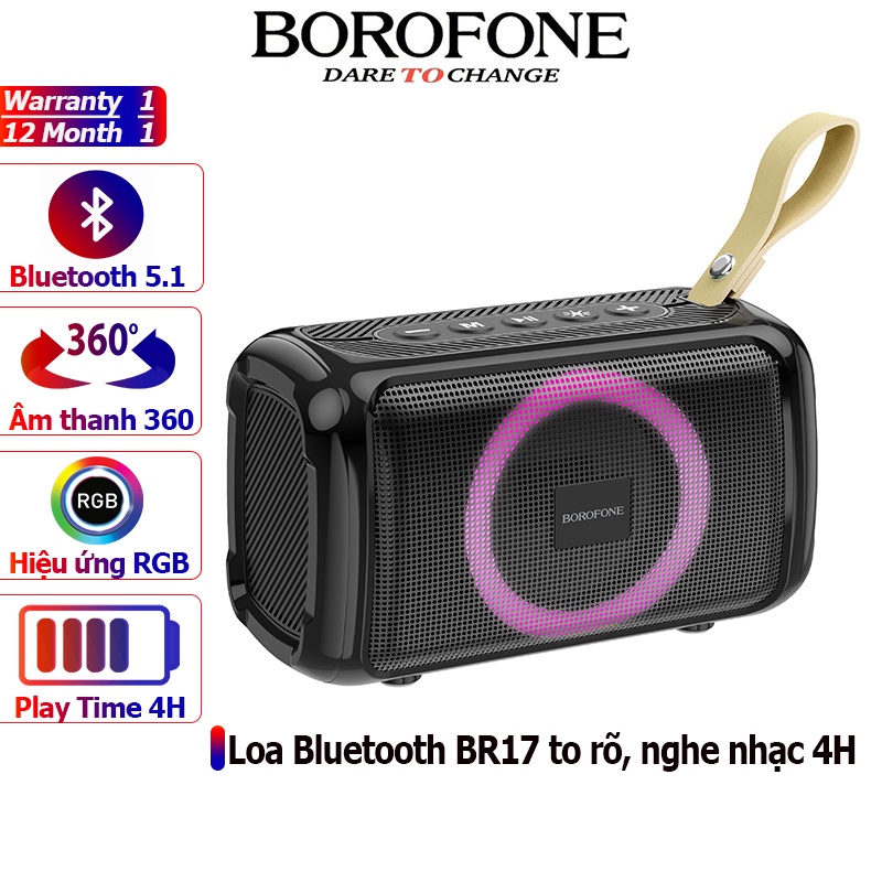 Loa Bluetooth BOROFONE BR17 thể thao Mini, Bass mạnh mẽ, to rõ, hỗ trợ di động không dây - Chính hãng