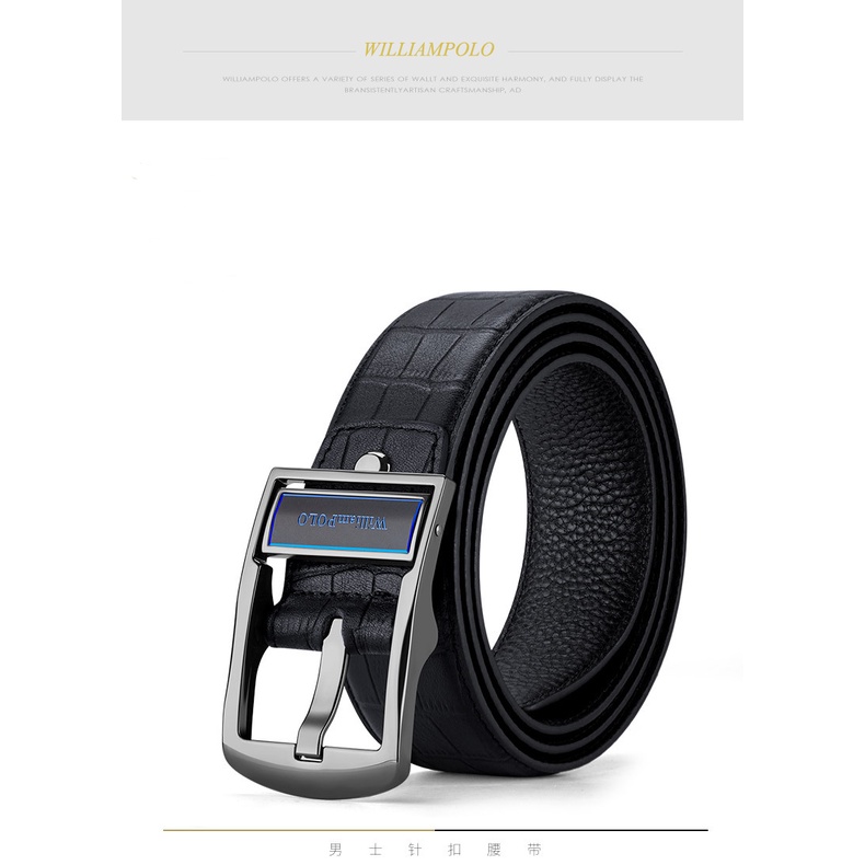 Thắt lưng nam cao cấp ,dây lưng nam , thắt lưng da , dây nịt nam da bò , dùng khóa gài WILLIAMPOLO - POLO21624P