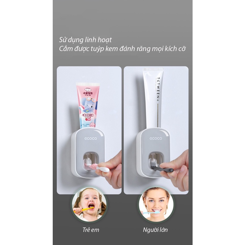 Bộ Nhả Kem Đánh Răng, Lấy Kem Đánh Răng Tự Động ECOCO - Dán Tường, Không Cần Khoan - Giao Màu Ngẫu Nhiên