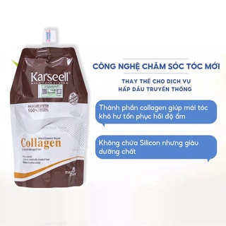 (TẶNG NÓN Ủ TÓC) Kem hấp dầu Collagen Karseell Maca Power siêu mềm mượt Ý 500ml ( mới 2020)