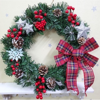 Vòng hoa Noel D08 Vòng Hoa Trang Trí Noel Vòng Nguyệt Quế Giáng Sinh Có Đèn