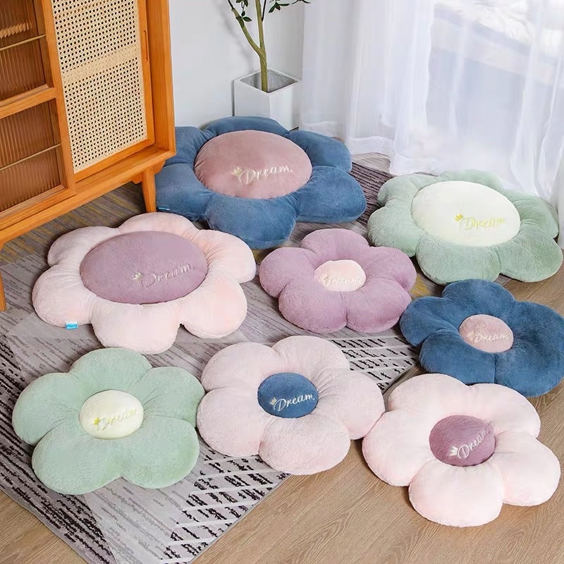 Thảm lông hình bông hoa gối ôm sofa nệm lót ghế, đệm tựa lưng phụ kiện trang trí nội thất phòng (Mã 07)
