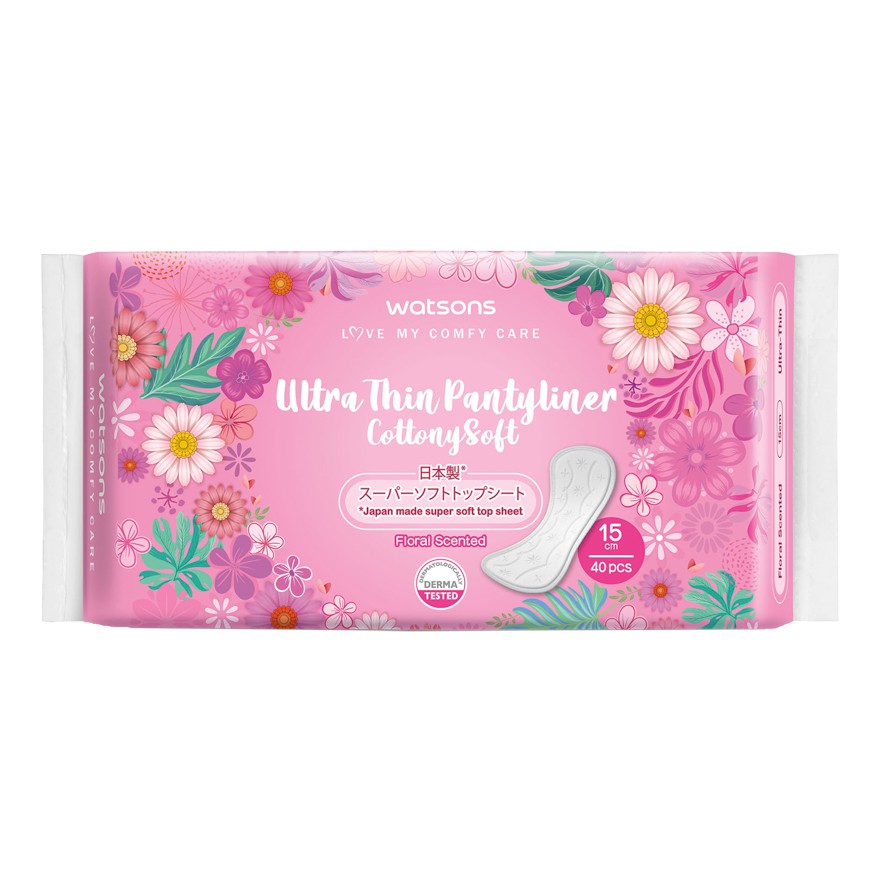 Băng Vệ Sinh Hằng Ngày Watsons Ultra Thin Pantyliner Floral Cottony Soft