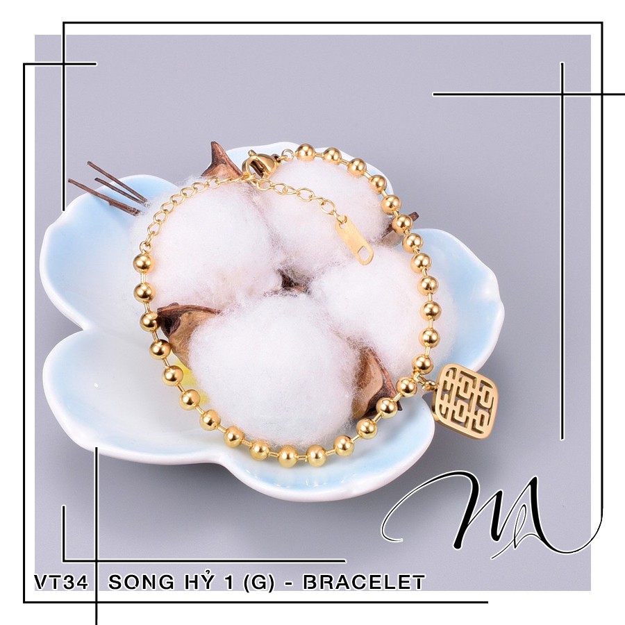 Lắc tay Titan bi cao cấp mặt chữ Song Hỷ may mắn - VT34