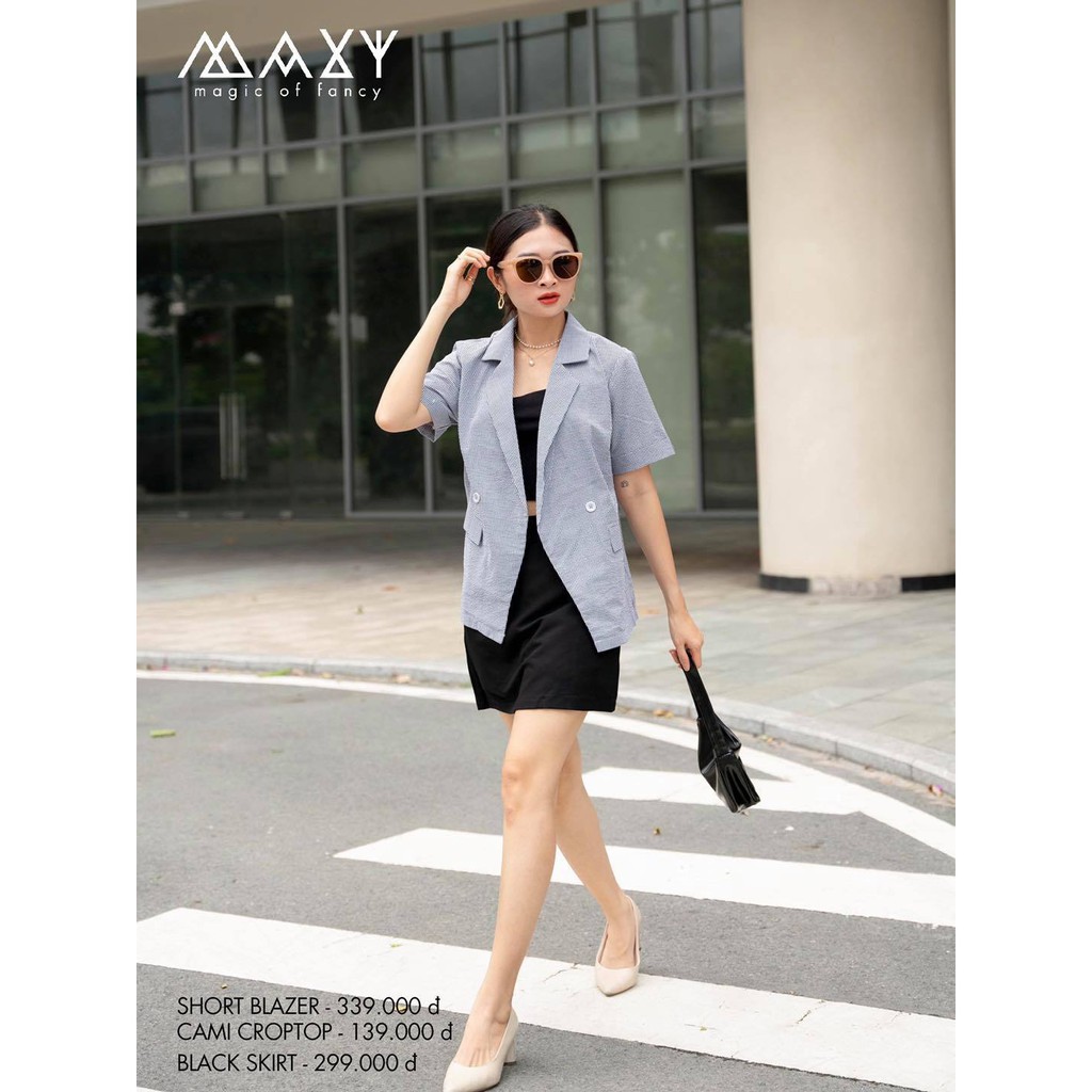 Áo blazer tay ngắn sọc caro đen short blazer black caro Maxy Workshop | BigBuy360 - bigbuy360.vn