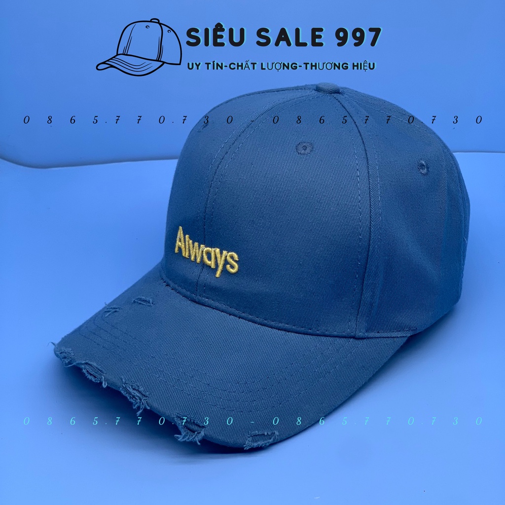 NÓN LƯỠI TRAI NHUNG ALWAYS RÁCH NHẸ CÁ TÍNH THỜI TRANG NAM NỮ ĐẸP