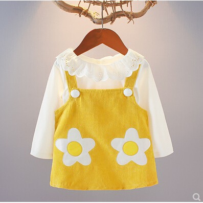 ☀ sunny ღ Set đầm hoa kèm yếm nhung xinh xắn cho bé gái