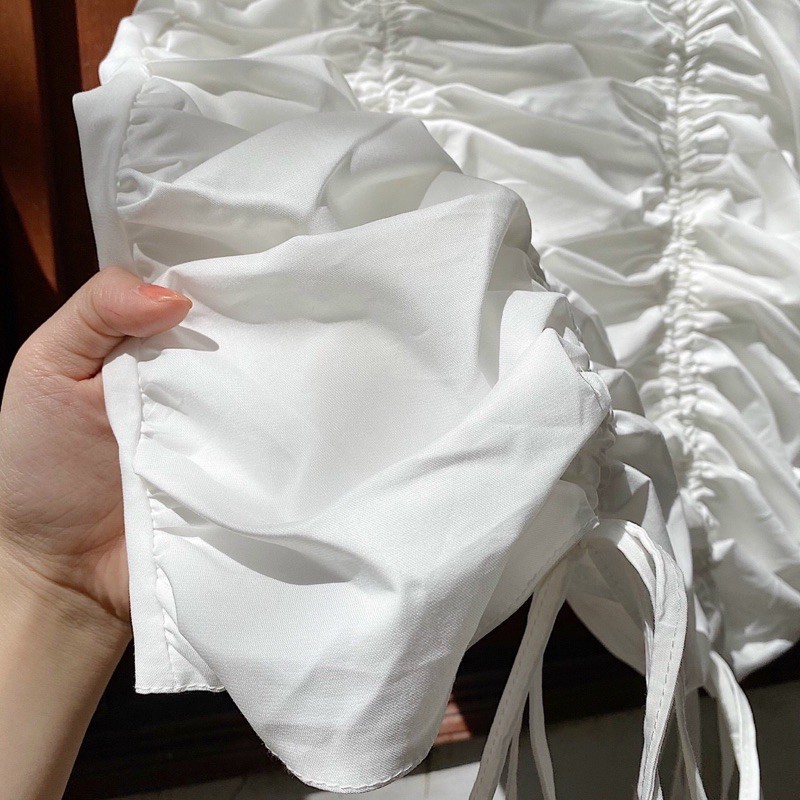 Đầm Xinh KEMO DRESS thiết kế chun rút dây tạo điểm nhấn sang trọng đơn giản búp tay phồng chất vải thun hàn xoè nhẹ | BigBuy360 - bigbuy360.vn