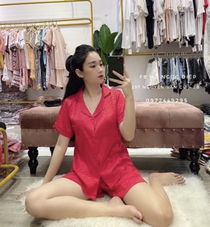 Bộ mặc nhà nữ lụa gấm pijama siêu mát