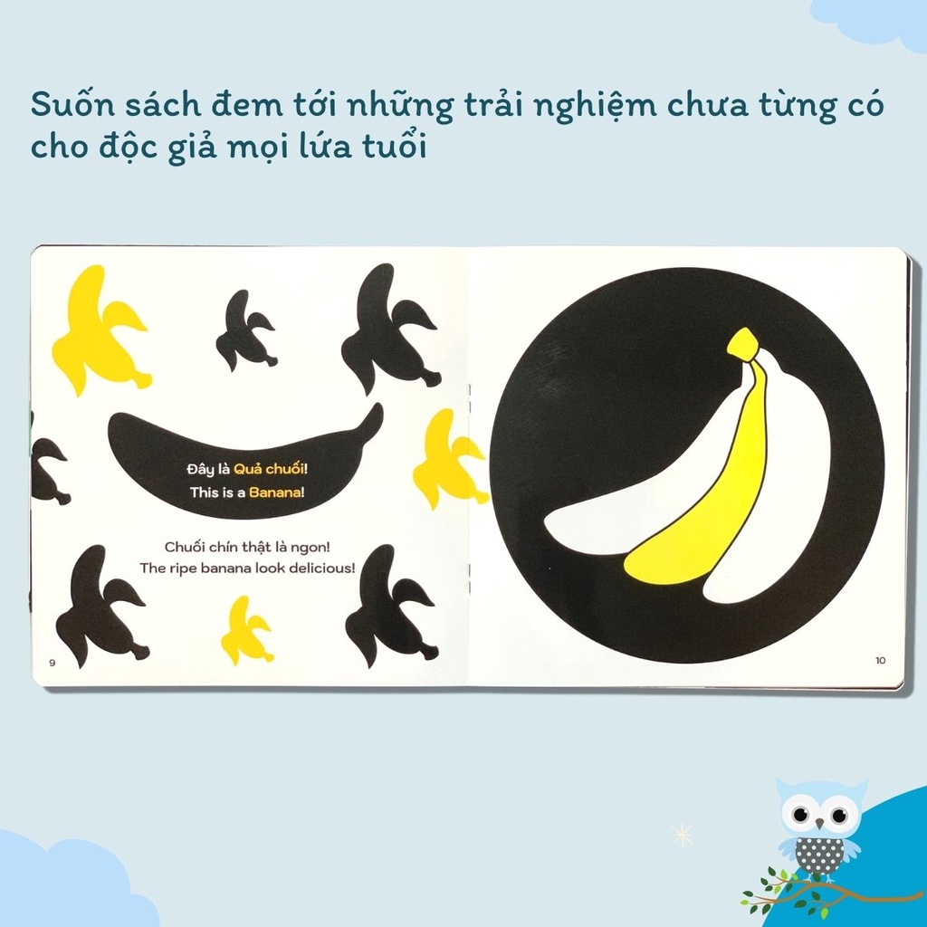 Sách Ehon kích thích thị giác cho bé 0-3 tuổi song ngữ Việt Anh, quét mã QR file nghe