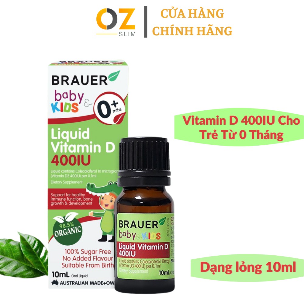 Vitamin D 400IU Dạng Nước Brauer Baby & Kids Liquid Vitamin D 400IU Cho Trẻ Sơ Sinh Và Trẻ Nhỏ (10 ml)