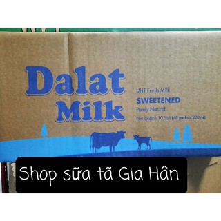 Sữa tươi tiệt trùng Đalat milk có đường + ít đường + không đường 220ml
