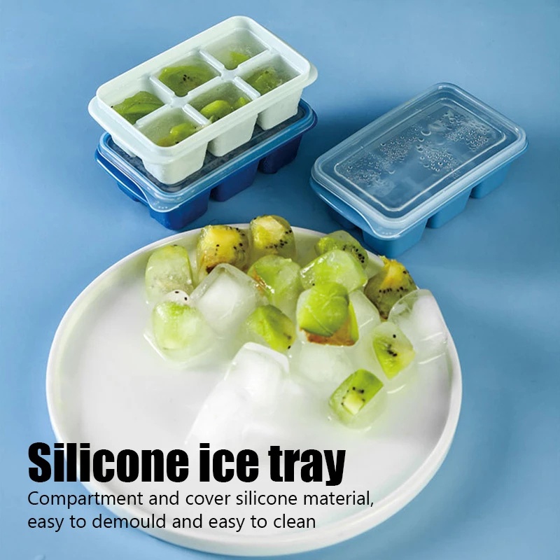 Khuôn Silicone Làm Đá Viên Có Nắp Đậy Tiện Lợi