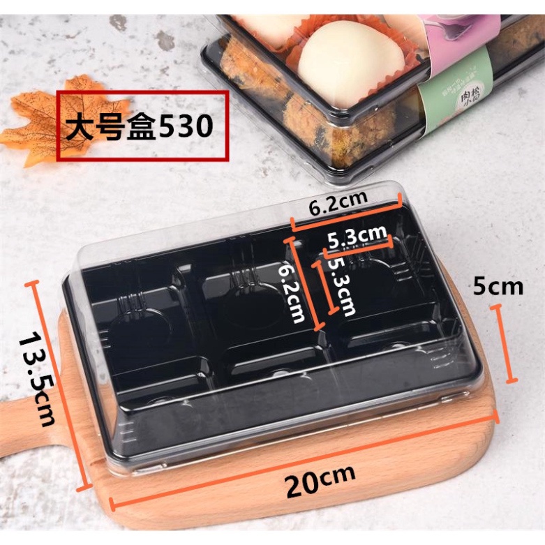 hộp đựng bánh kem,bông lan [FREESHIP❤️] combo 50 hộp nhựa pet chữ nhật 6 ngăn vuông