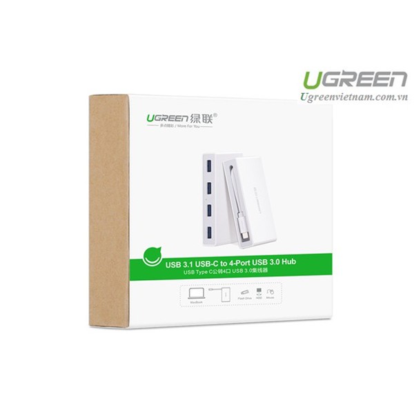 Bộ chia USB-C ra 4 cổng USB 3.0 hỗ trợ 1 cổng USB-C cấp nguồn chính hãng Ugreen 30278 cao cấp